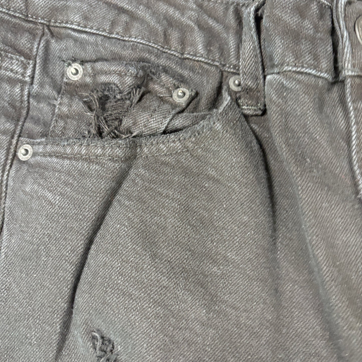 RSQ Mens Jeans Sz 30x32 Black Denim Slim Fit Distressed Ripped Grunge Y2K