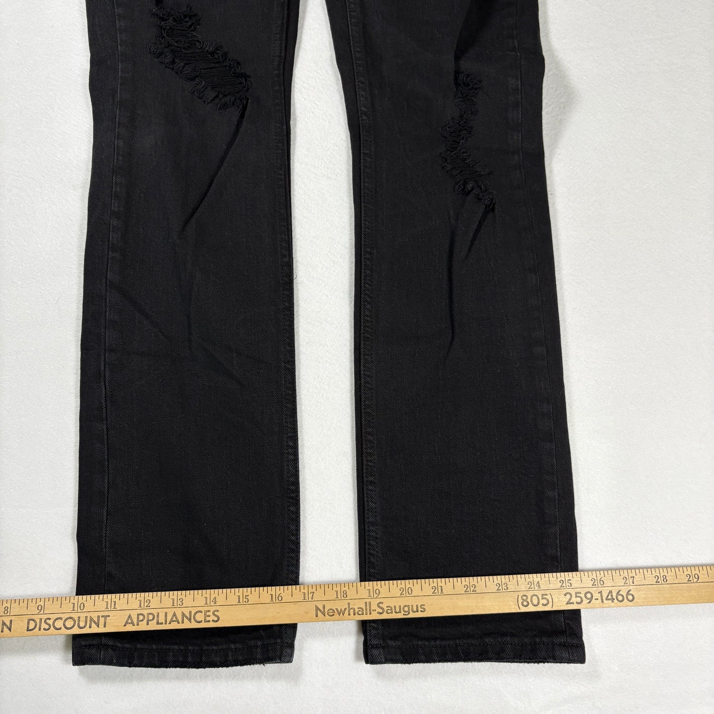 RSQ Mens Jeans Sz 30x32 Black Denim Slim Fit Distressed Ripped Grunge Y2K