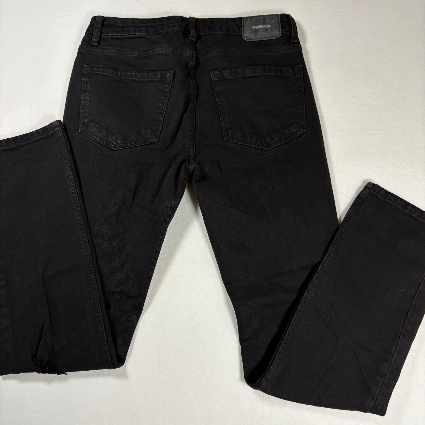RSQ Mens Jeans Sz 30x32 Black Denim Slim Fit Distressed Ripped Grunge Y2K