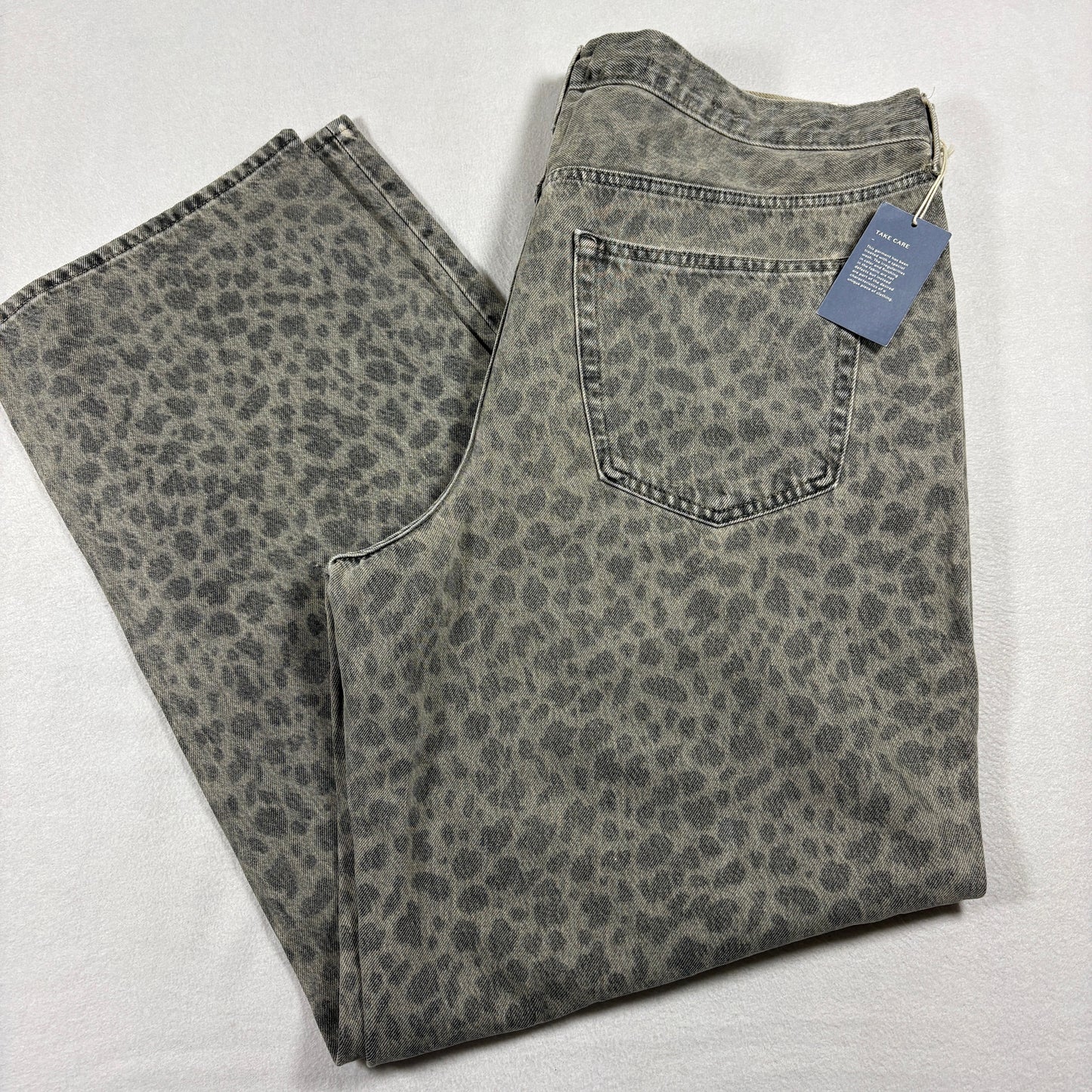 Universal Thread Womens 16 90s Baggy Jeans Animal Print Gray High Rise Y2K