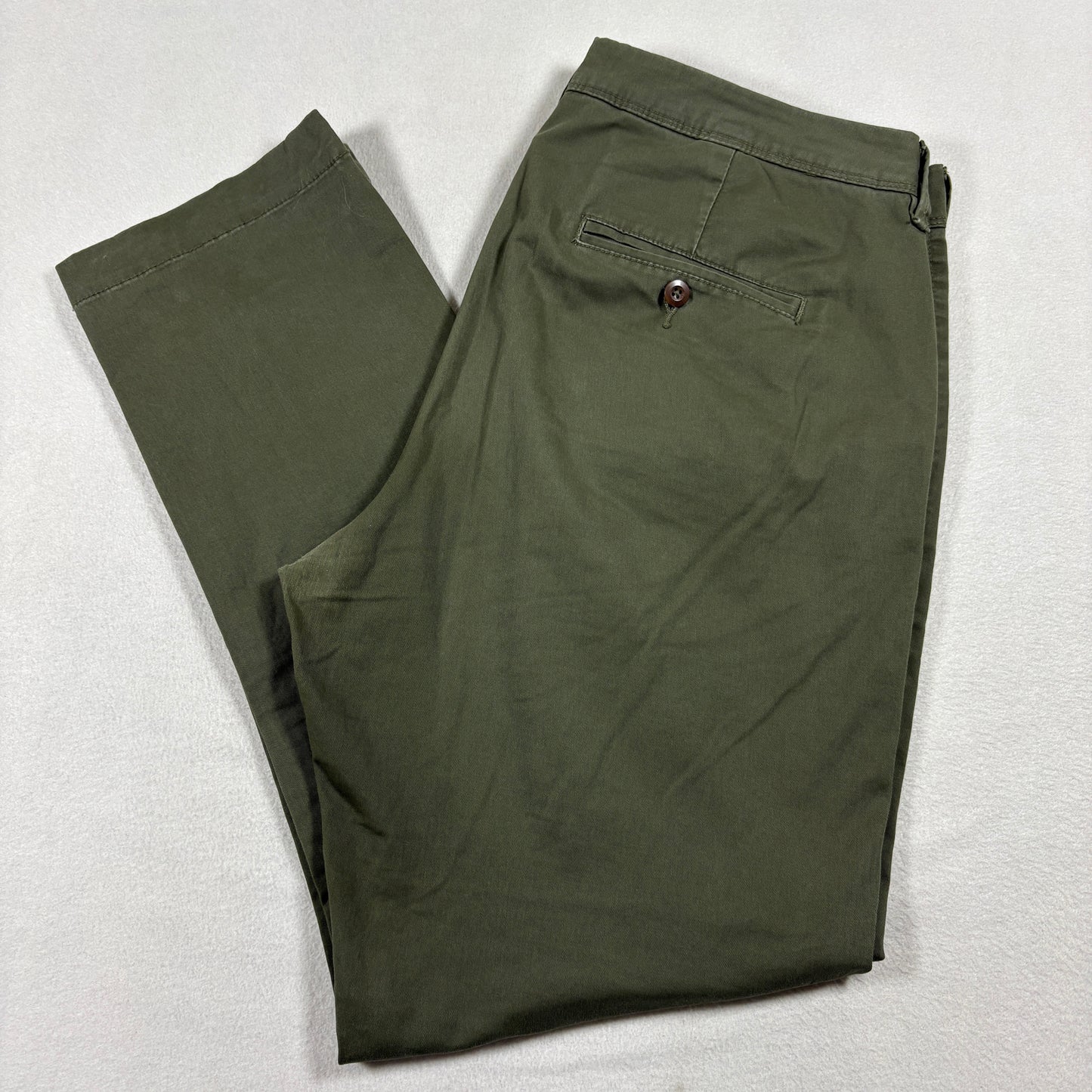 Aero Mens 34x32 Slim Straight Chino Pants Olive Green Stretch Casual Cotton