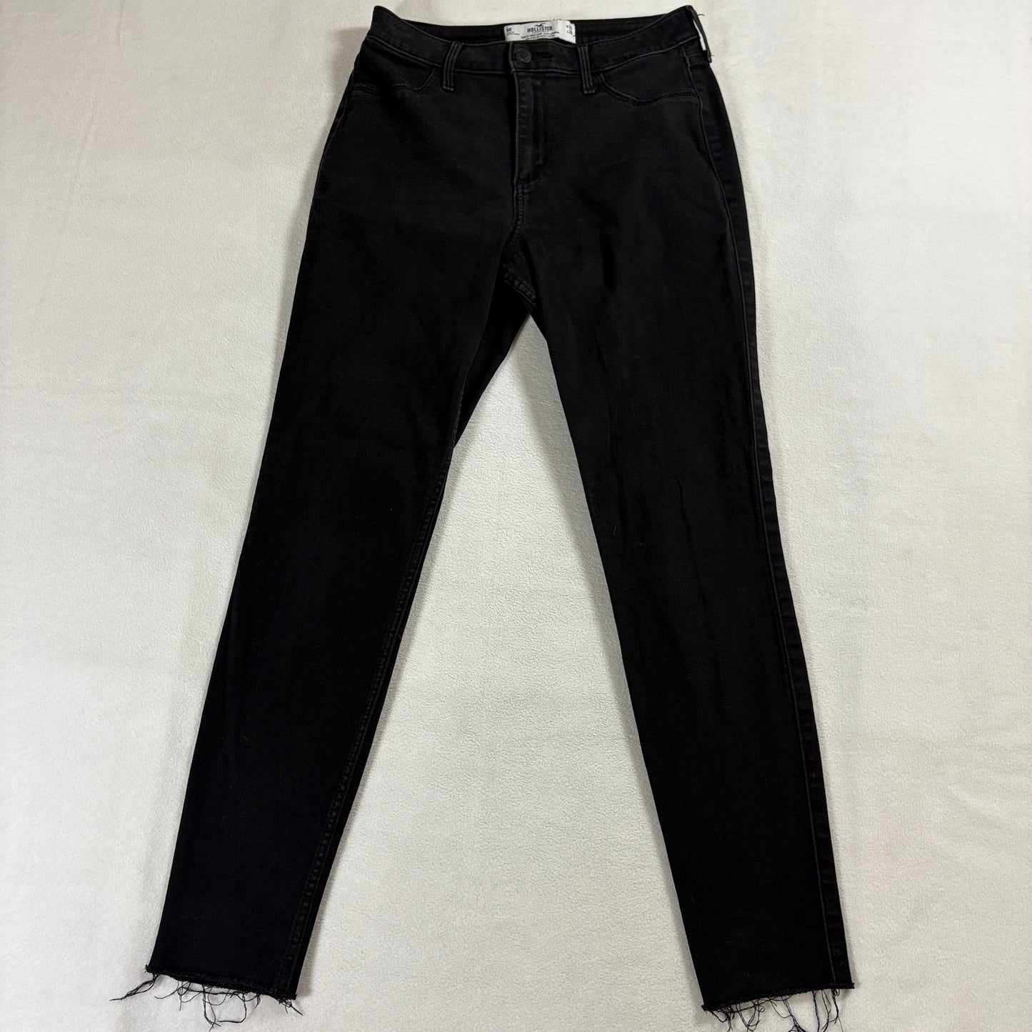 High Rise Skinny Jeans Black Raw Hem Hollister 9R W29 L28 Fits 27X27 Stretch