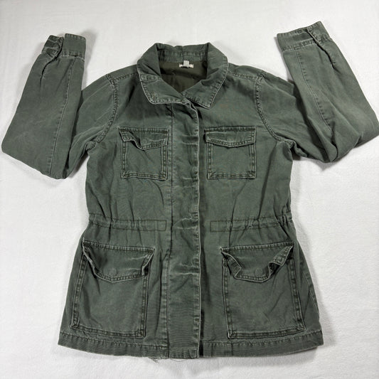 Utility Jacket Womens Large Olive Green Military Cargo Field Coat Retro X StyleZ