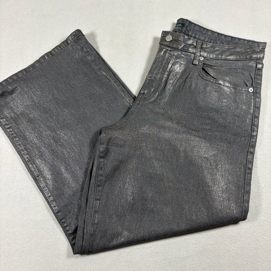 Wild Fable Womens Metallic Silver High Rise Baggy Jeans Size 14R Y2K Grunge