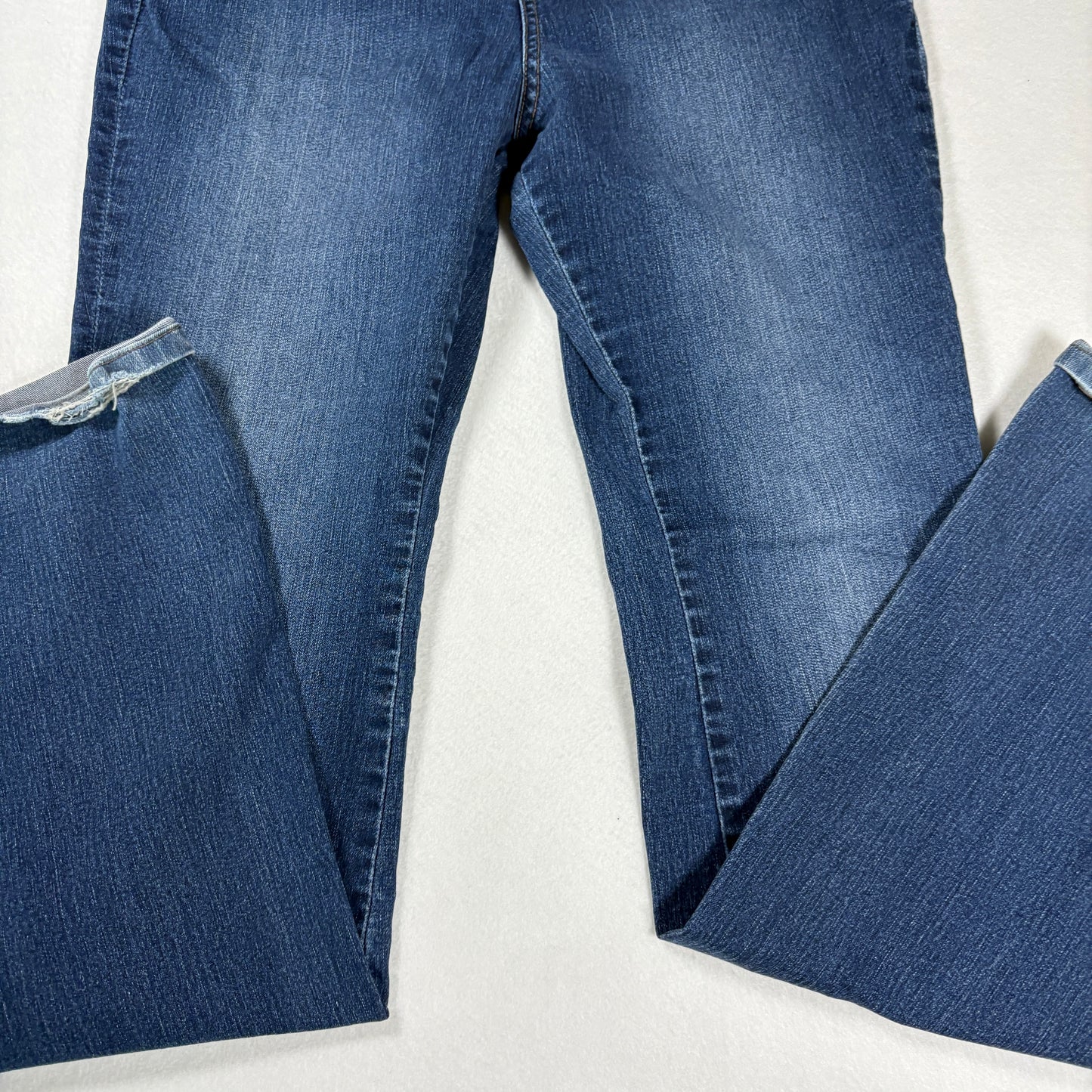 NY&C Soho Womens Jeans Sz 12 High Rise Flare Blue Denim Y2K Distressed Hem