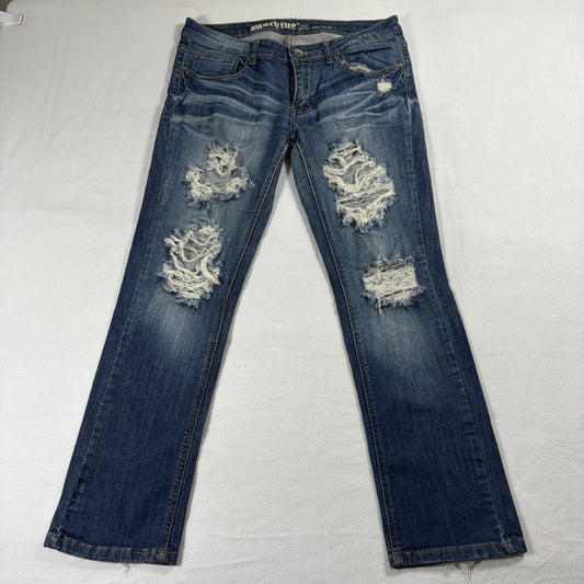 Rock Revival Jeans Womens 11 Distressed Skinny Stretch Denim Y2K Streetwear Wash