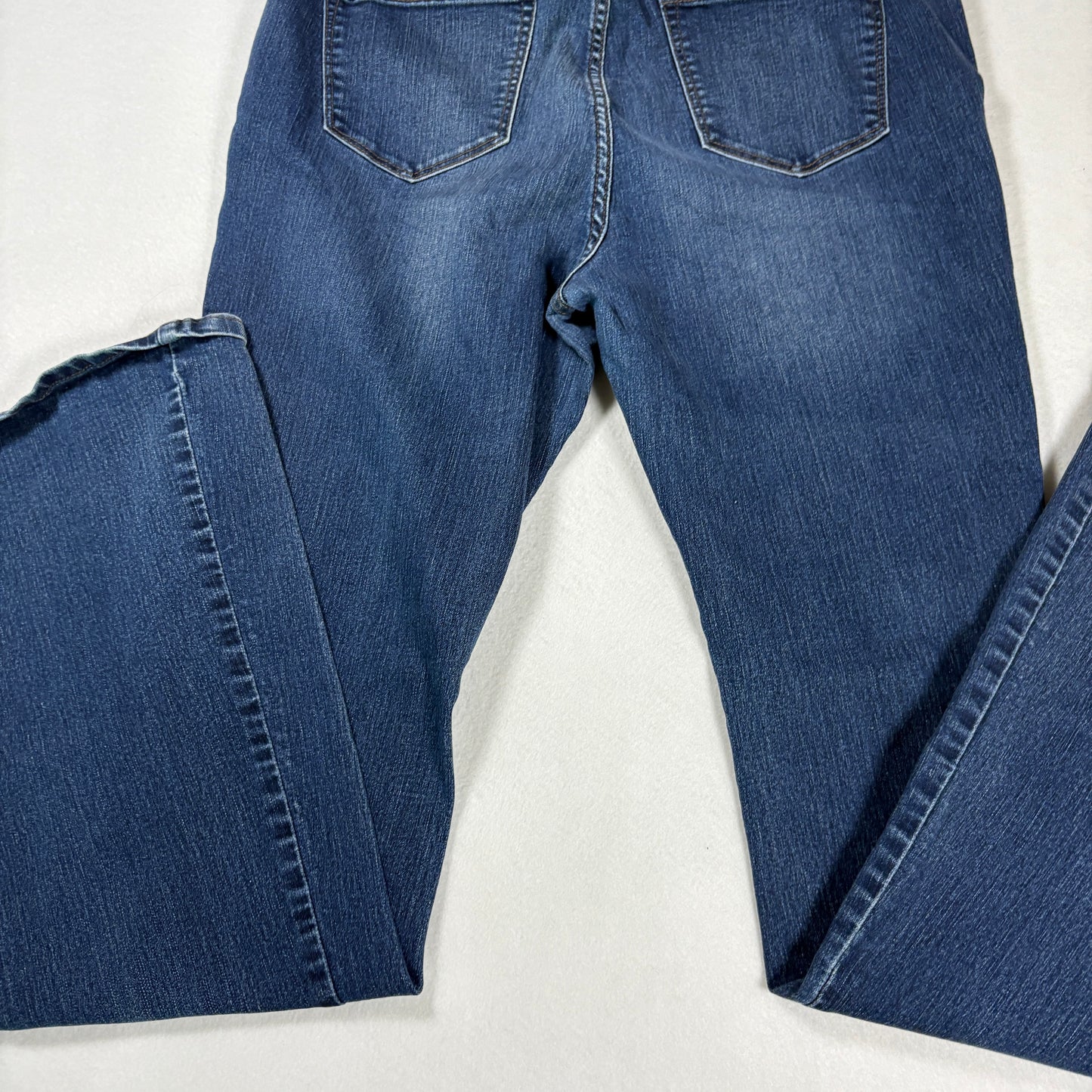 NY&C Soho Womens Jeans Sz 12 High Rise Flare Blue Denim Y2K Distressed Hem