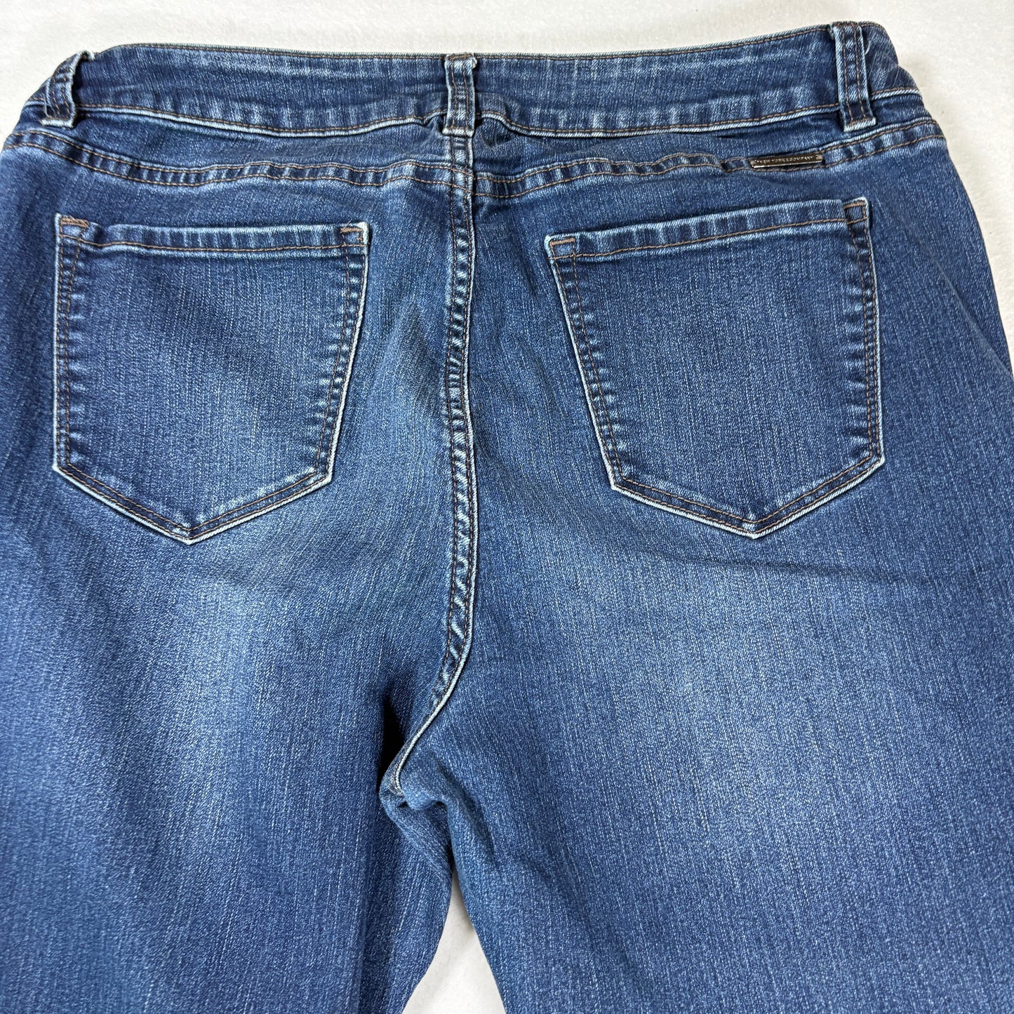 NY&C Soho Womens Jeans Sz 12 High Rise Flare Blue Denim Y2K Distressed Hem