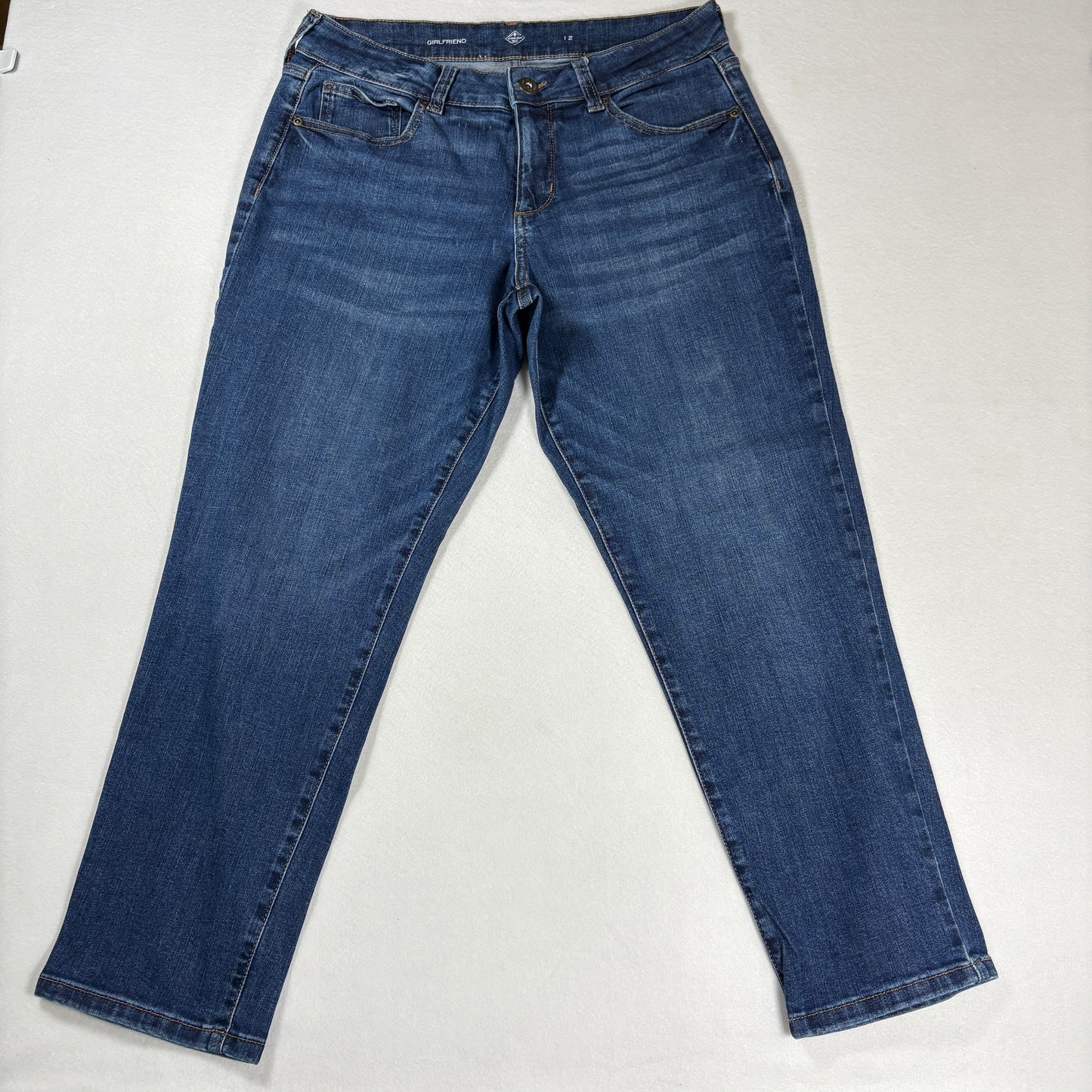 John St Womens Jeans Sz 12 Girlfriend Fit Blue Denim High Rise Straight Casual