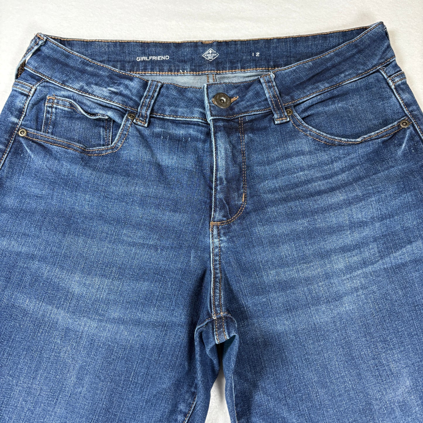 John St Womens Jeans Sz 12 Girlfriend Fit Blue Denim High Rise Straight Casual