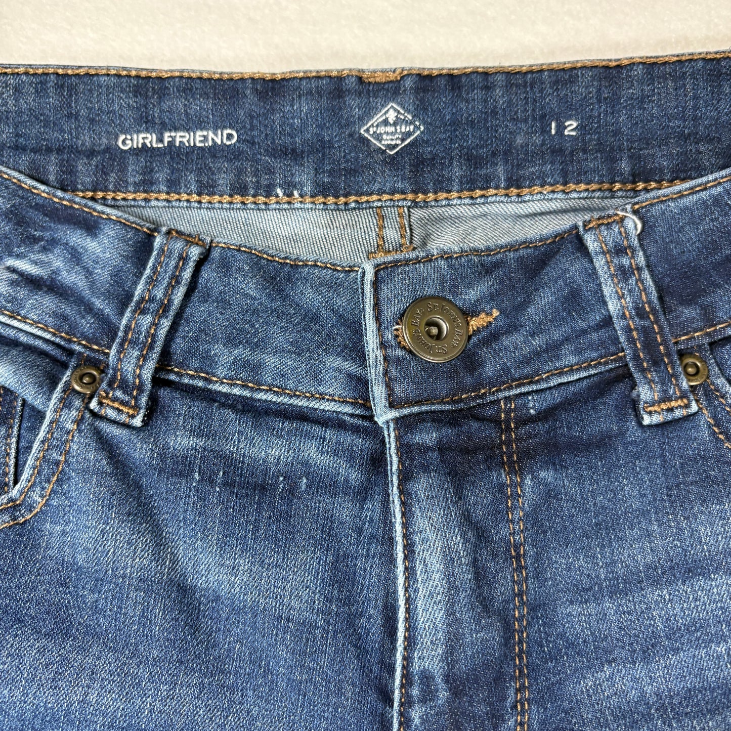 John St Womens Jeans Sz 12 Girlfriend Fit Blue Denim High Rise Straight Casual