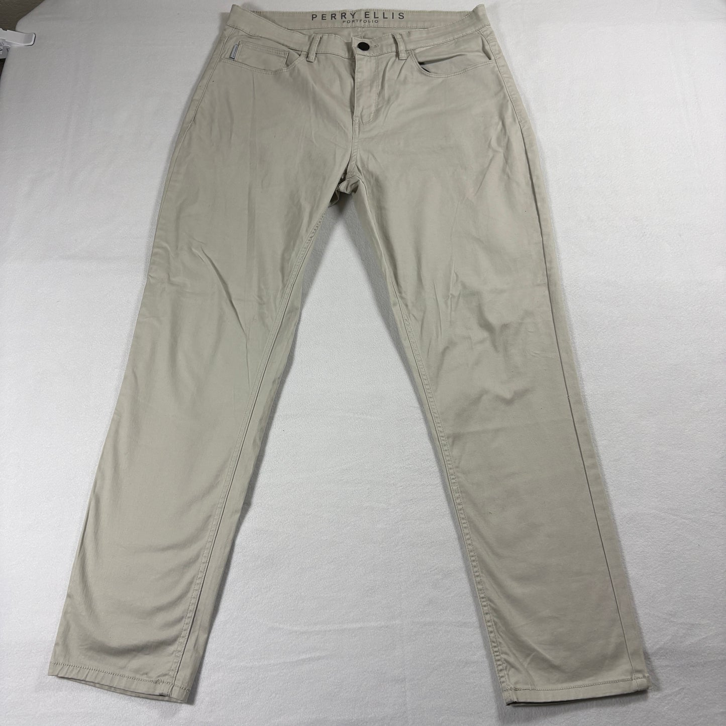 Perry Ellis Pants Mens 34x30 Slim Stretch Khaki Chinos Casual Classic Modern Fit