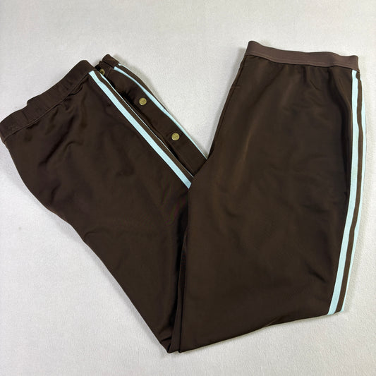 Adidas Womens Respect Me Brown Track Pants M Y2K 2000s Snap Button Retro RARE