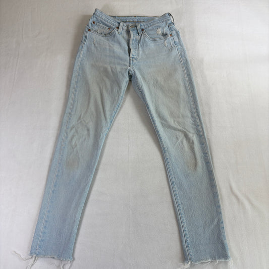 Levi’s 501 Women’s 26x30 Straight Light Wash Distressed Raw Hem Jeans