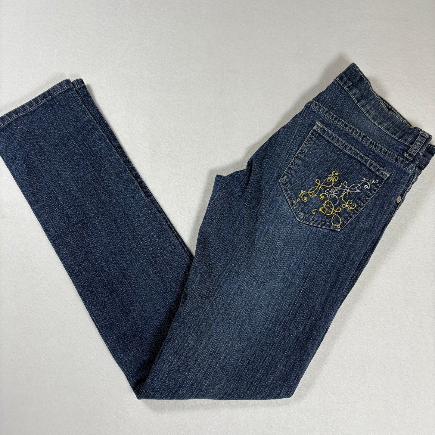 Aviva Womens Jeans Size 5 Blue Denim Y2K Bootcut Vintage 90s Embroidered Pockets