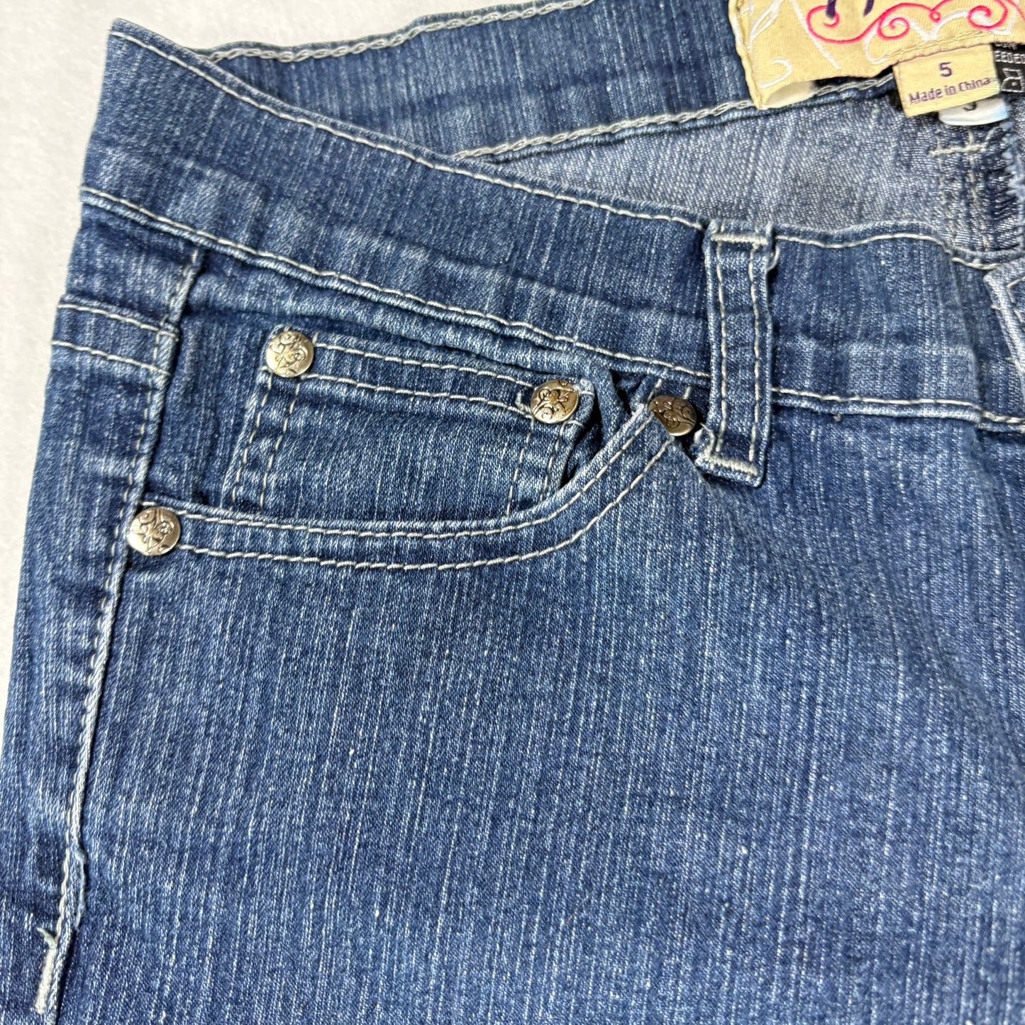 Aviva Womens Jeans Size 5 Blue Denim Y2K Bootcut Vintage 90s Embroidered Pockets