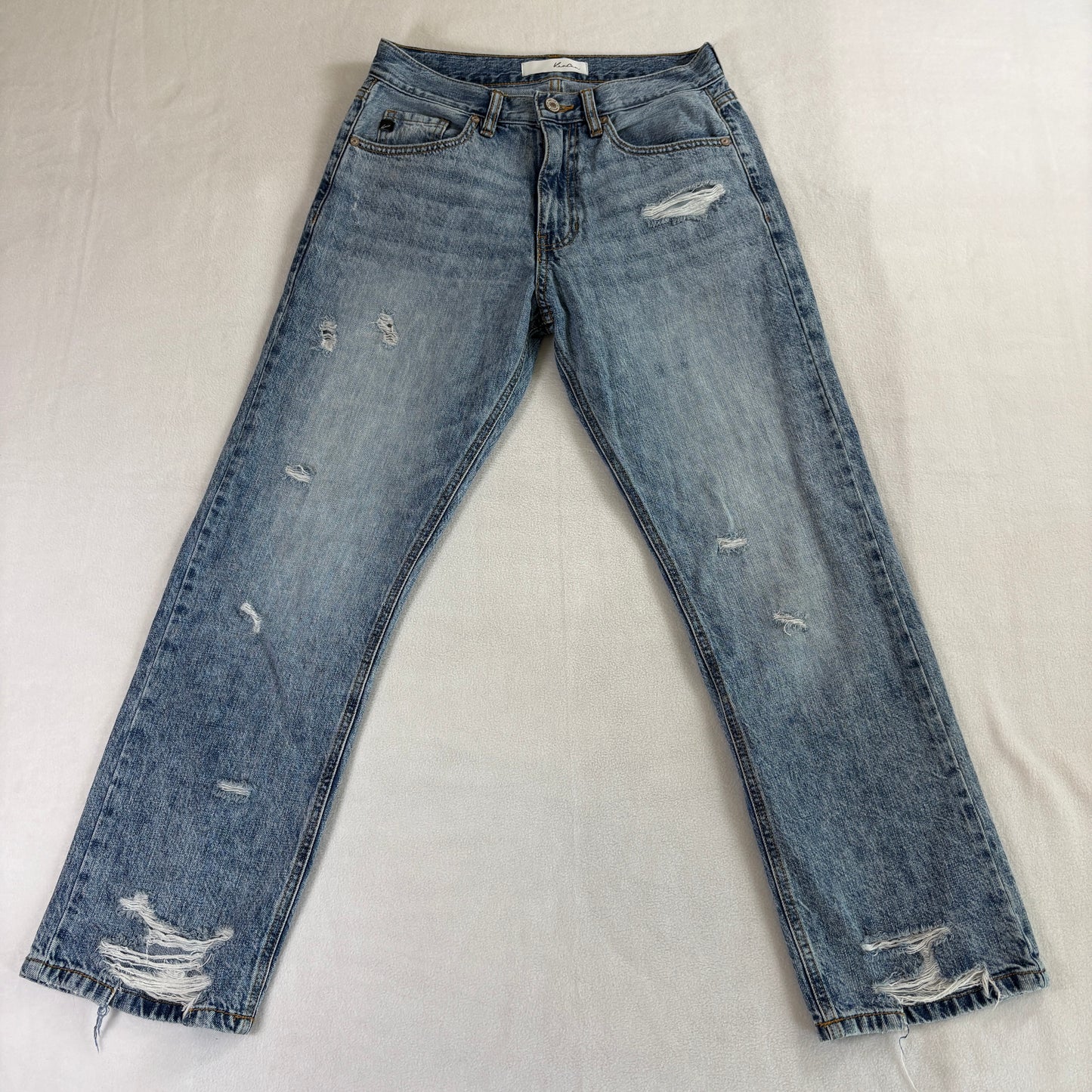 KanCan Distressed Straight Leg Jeans 25 Light Wash 100% Cotton Womens