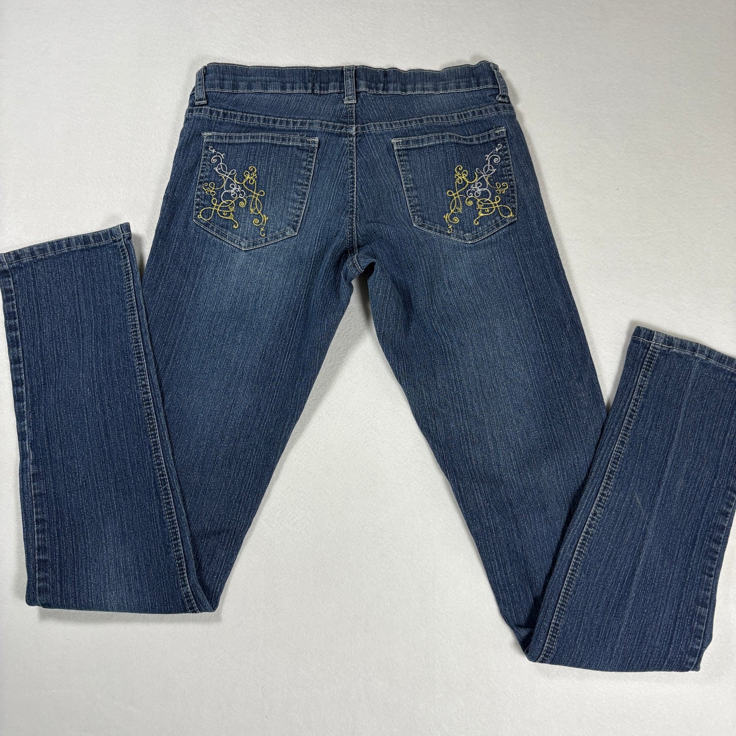Aviva Womens Jeans Size 5 Blue Denim Y2K Bootcut Vintage 90s Embroidered Pockets