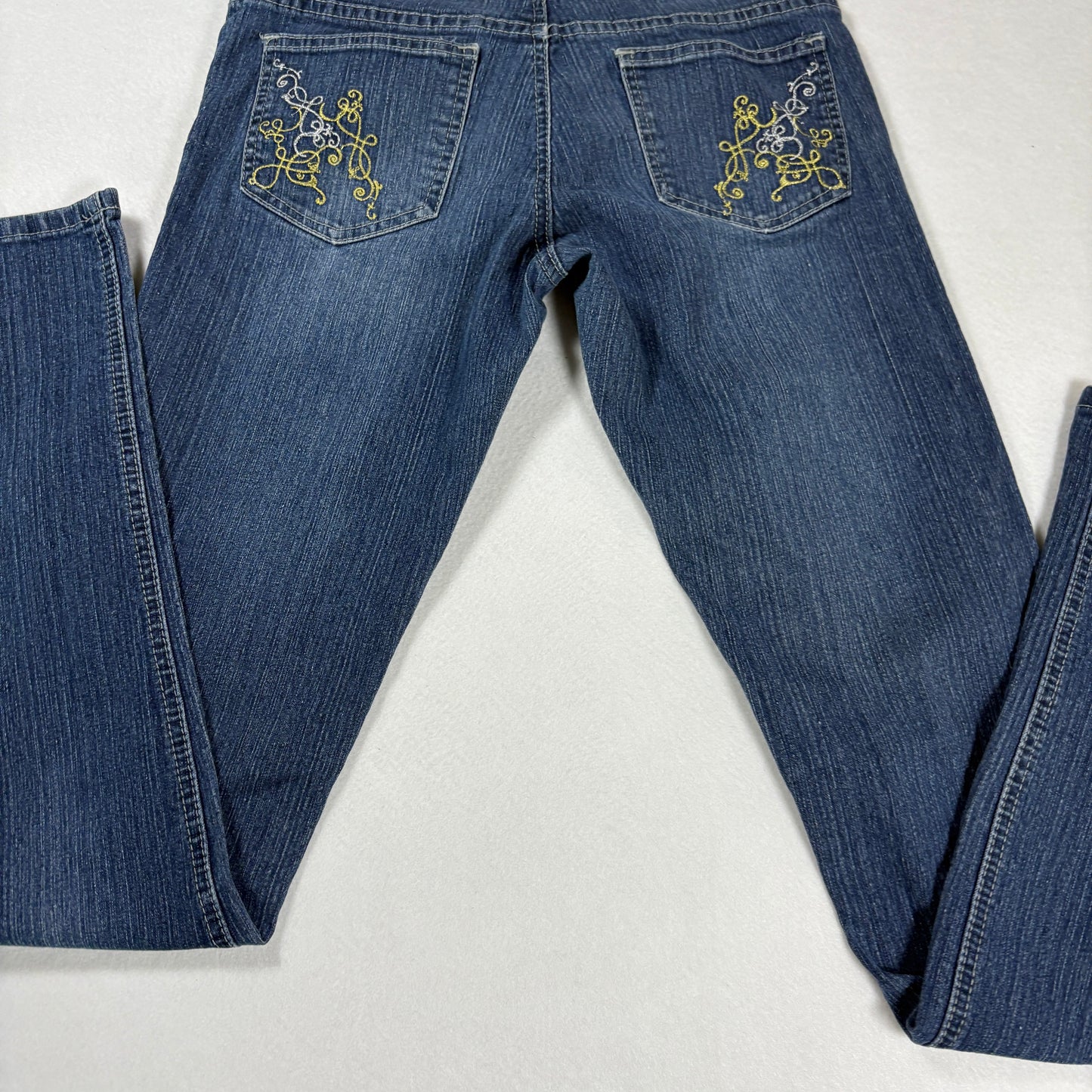 Aviva Womens Jeans Size 5 Blue Denim Y2K Bootcut Vintage 90s Embroidered Pockets