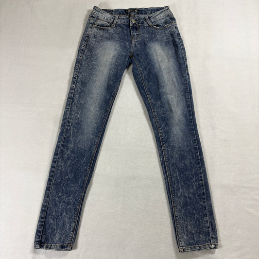 Y2K Acid Wash Skinny Jeans Stretch Womens Tag 5 Fits Like 27X30 Blue Denim