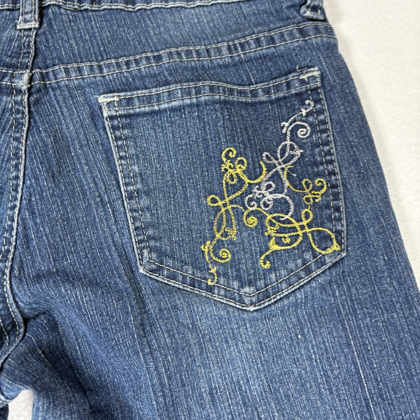 Aviva Womens Jeans Size 5 Blue Denim Y2K Bootcut Vintage 90s Embroidered Pockets