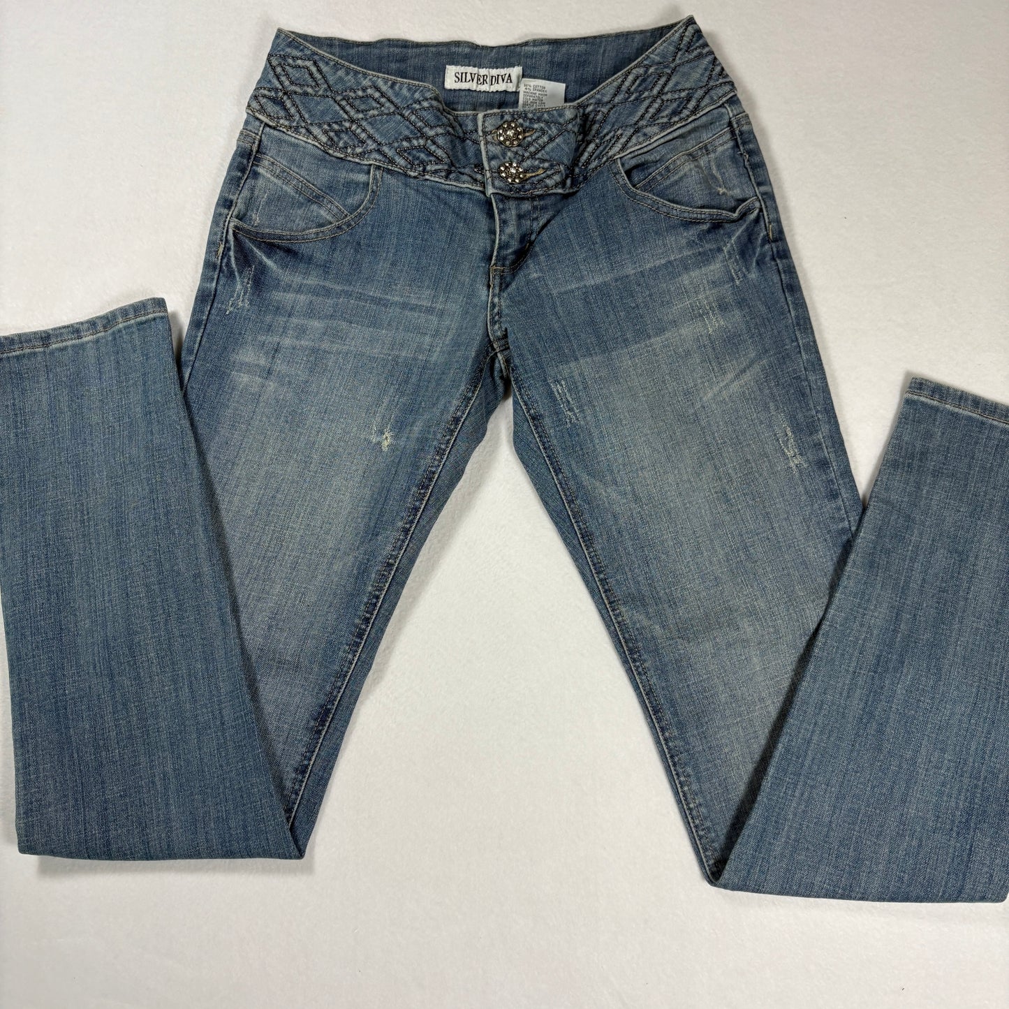 Silver Diva Womens Jeans Size 7 Blue Denim Y2K Vintage Bootcut 90s Low Rise Bling
