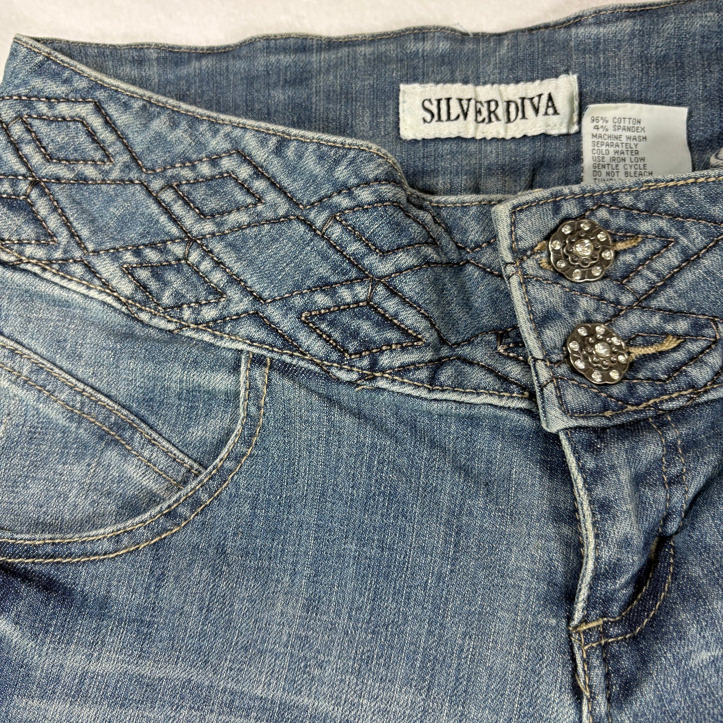 Silver Diva Womens Jeans Size 7 Blue Denim Y2K Vintage Bootcut 90s Low Rise Bling