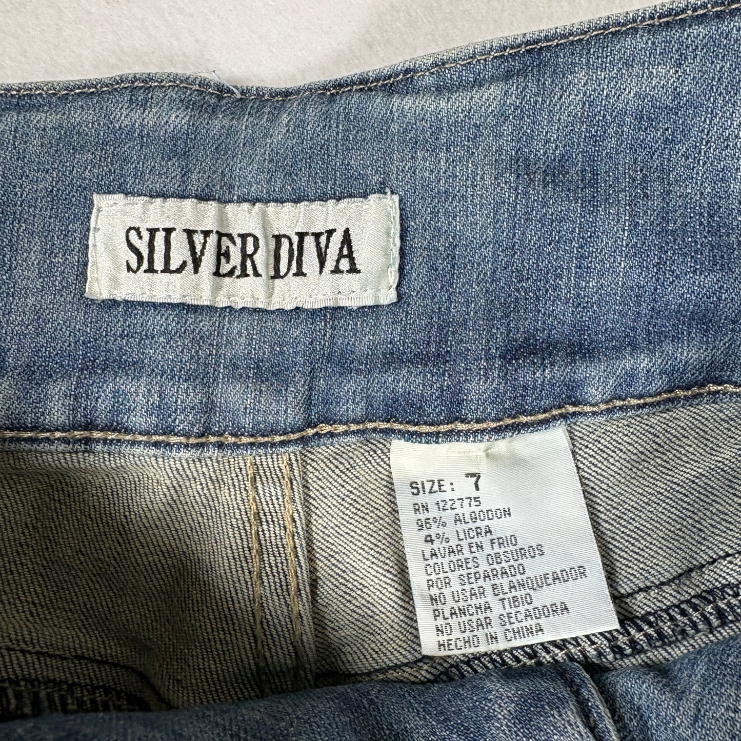 Silver Diva Womens Jeans Size 7 Blue Denim Y2K Vintage Bootcut 90s Low Rise Bling