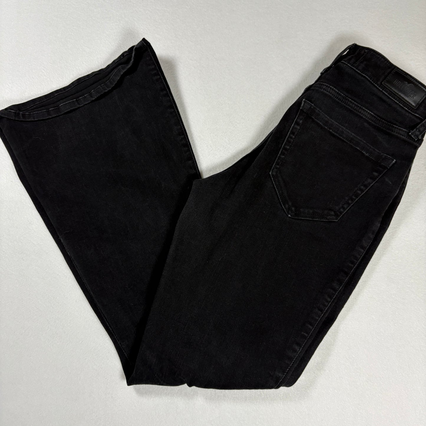 Hollister Womens Jeans 6R W28 Black Curvy High Rise Flare Distressed Y2K 90s Grunge