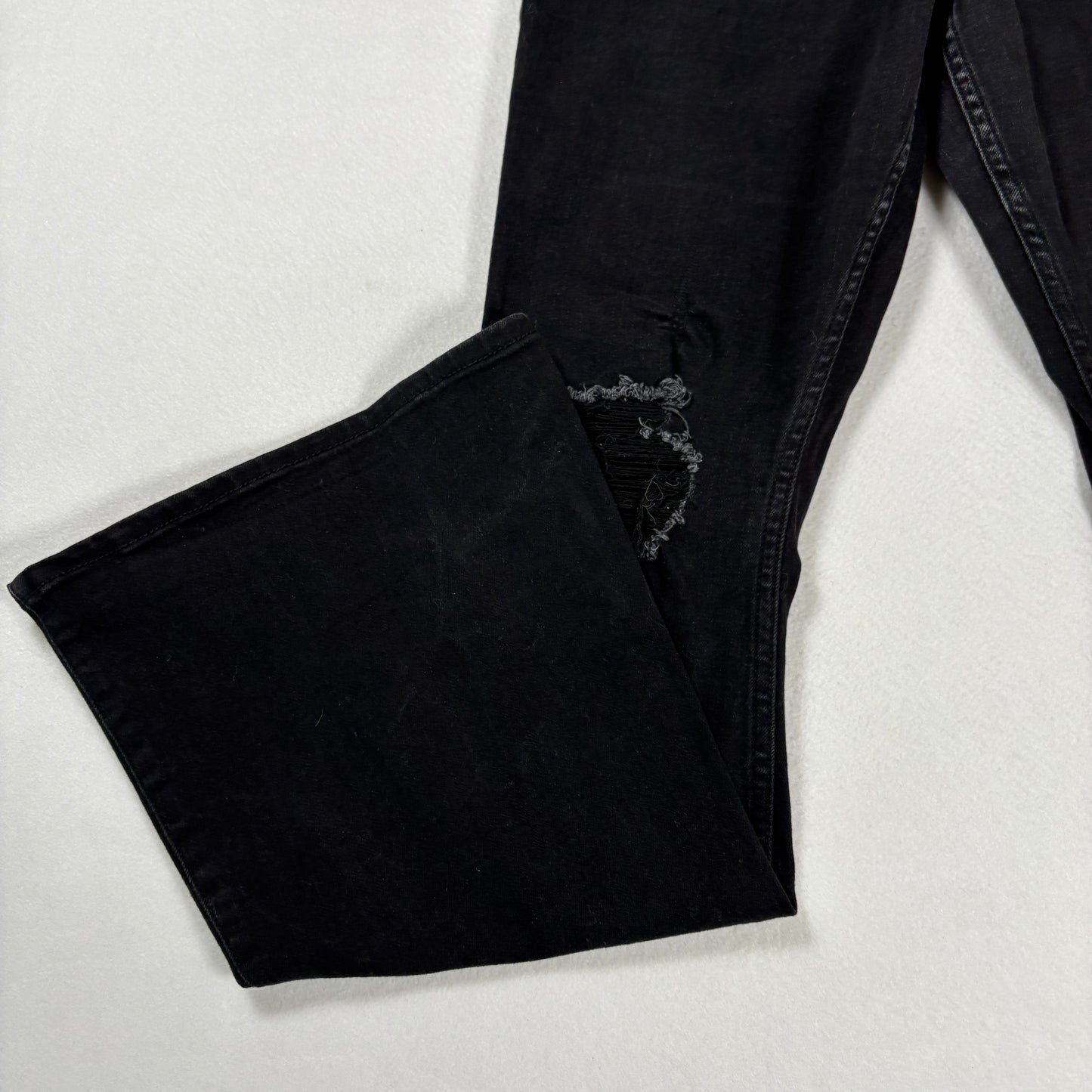 Hollister Womens Jeans 6R W28 Black Curvy High Rise Flare Distressed Y2K 90s Grunge