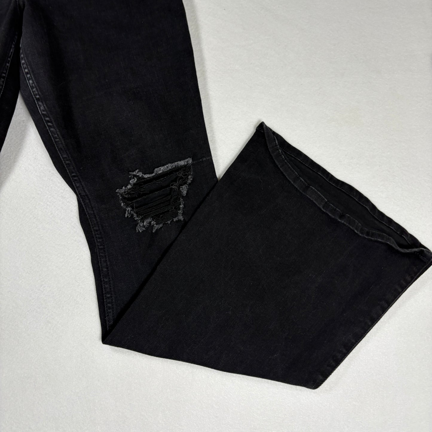 Hollister Womens Jeans 6R W28 Black Curvy High Rise Flare Distressed Y2K 90s Grunge