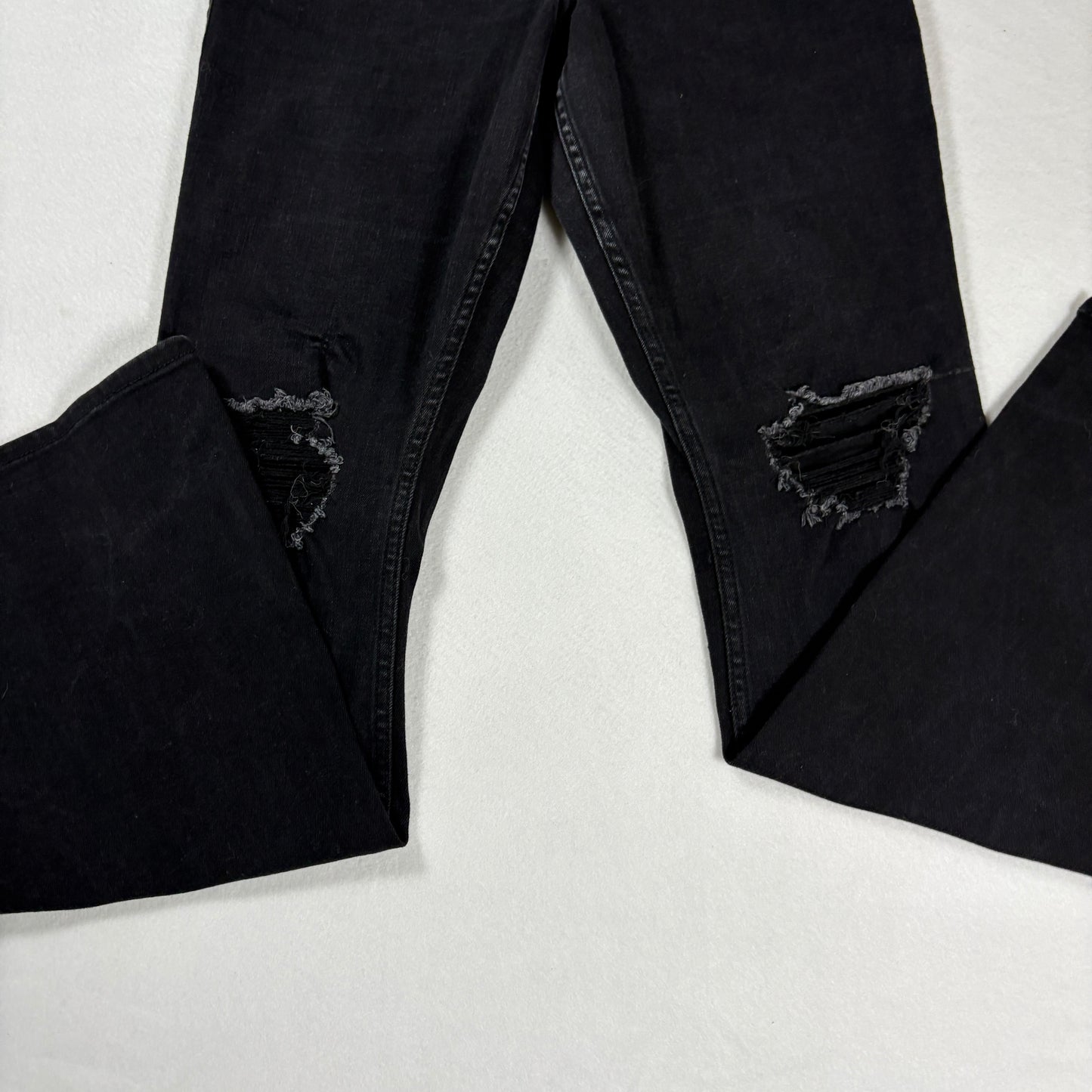 Hollister Womens Jeans 6R W28 Black Curvy High Rise Flare Distressed Y2K 90s Grunge