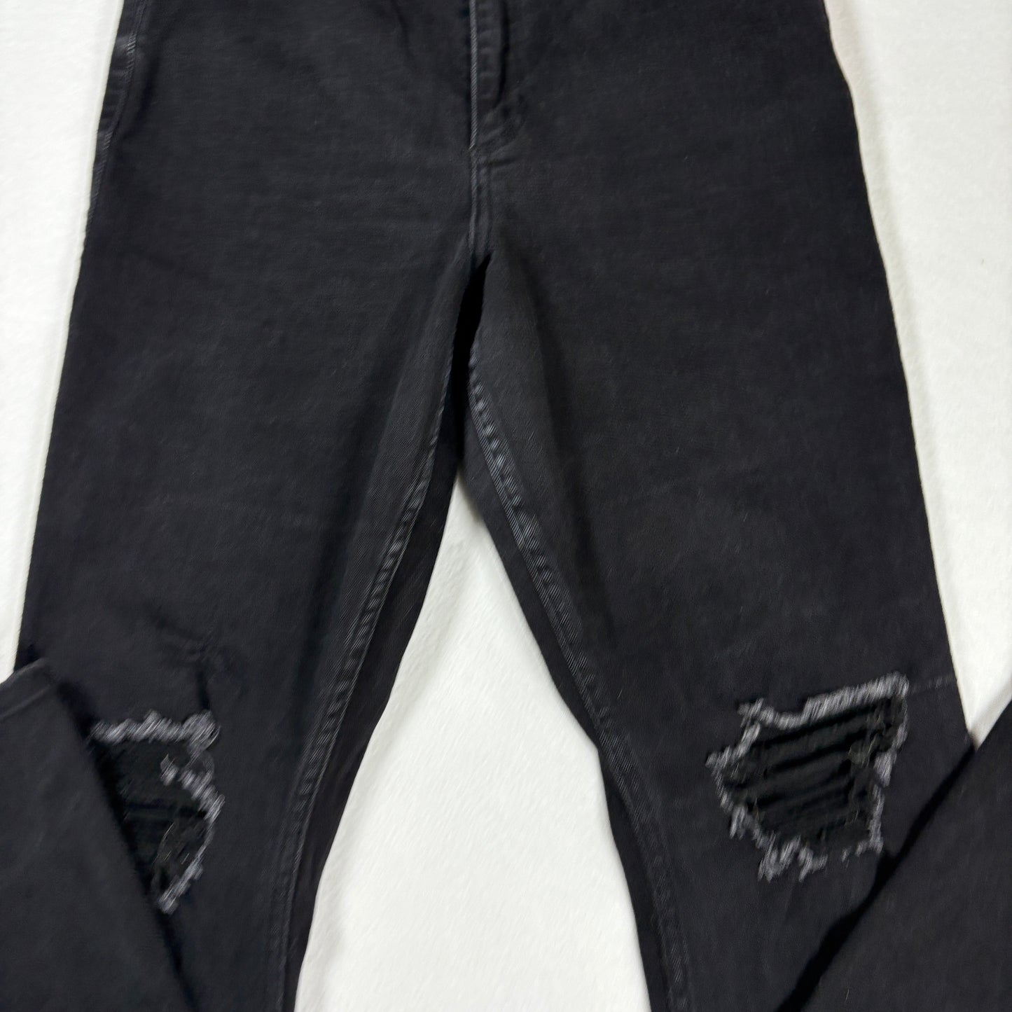 Hollister Womens Jeans 6R W28 Black Curvy High Rise Flare Distressed Y2K 90s Grunge