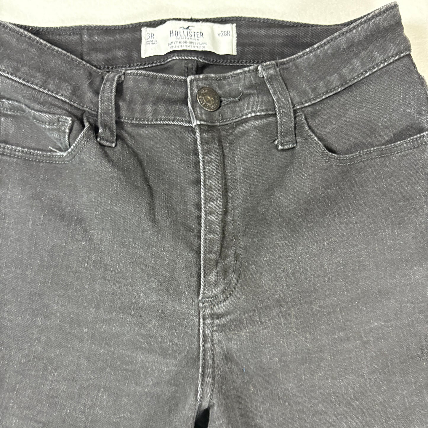 Hollister Womens Jeans 6R W28 Black Curvy High Rise Flare Distressed Y2K 90s Grunge