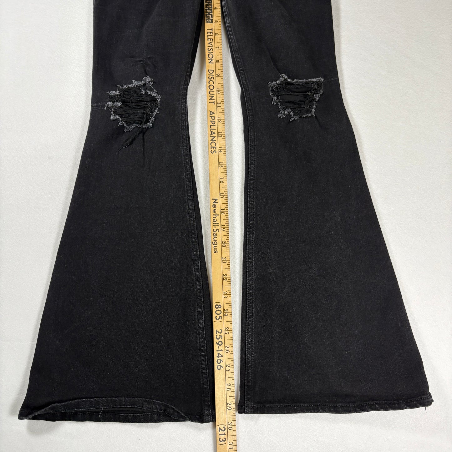 Hollister Womens Jeans 6R W28 Black Curvy High Rise Flare Distressed Y2K 90s Grunge