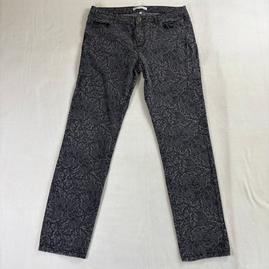 French Connection Abstract Lace Black Skinny Jeans Womens Size 12 Stretch