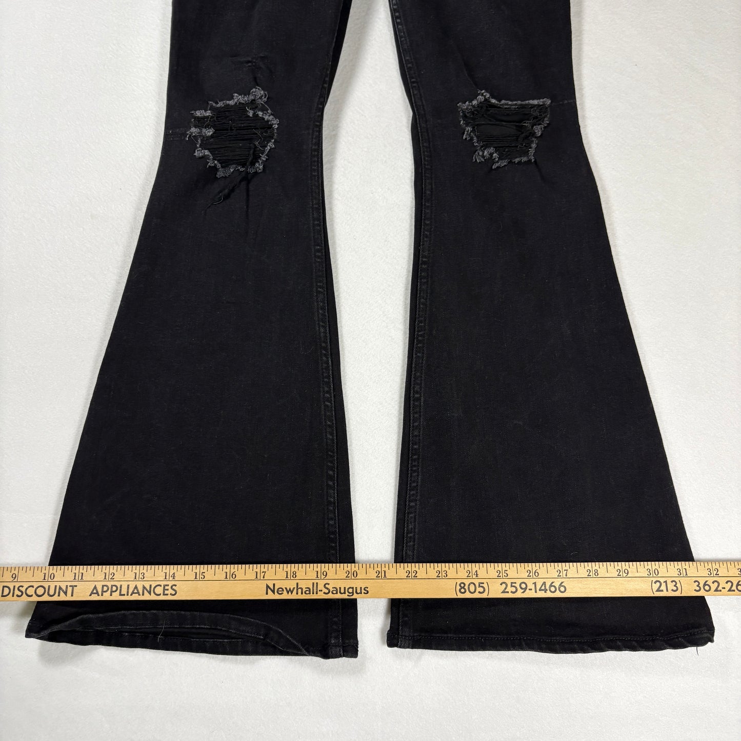 Hollister Womens Jeans 6R W28 Black Curvy High Rise Flare Distressed Y2K 90s Grunge