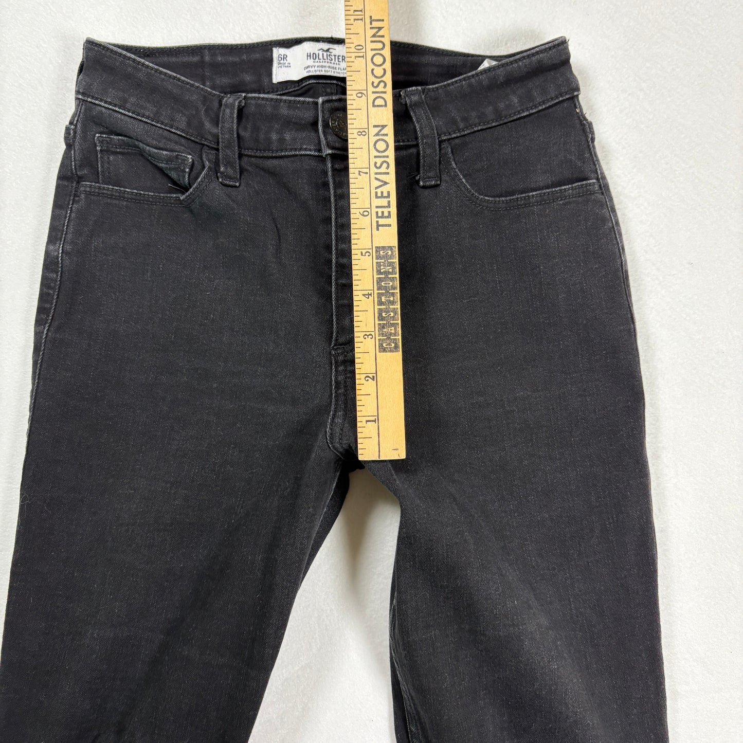 Hollister Womens Jeans 6R W28 Black Curvy High Rise Flare Distressed Y2K 90s Grunge