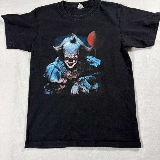 Vintage Horror T Shirt Kids XL Black Scary Clown Graphic Retro Tee 90S Style Art