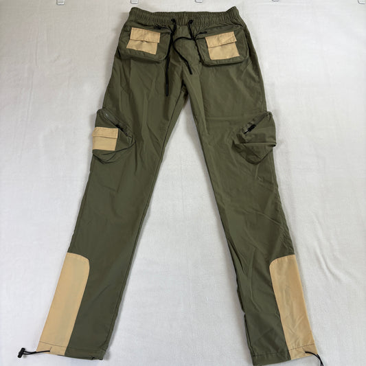 NovaMen Tactical Cargo Pants Olive Utility Techwear Streetwear Size M