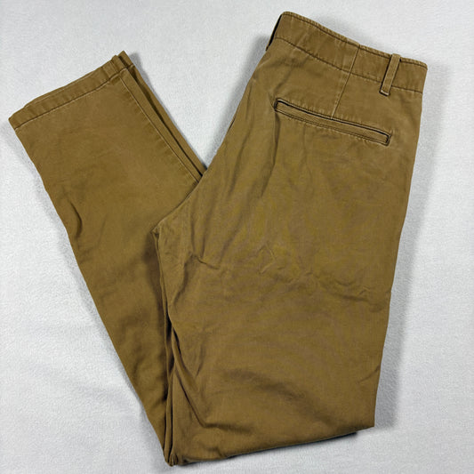 J Crew Mens Khaki Chino Pants Size 34x32 Slim Fit Casual Classic Brown Cotton
