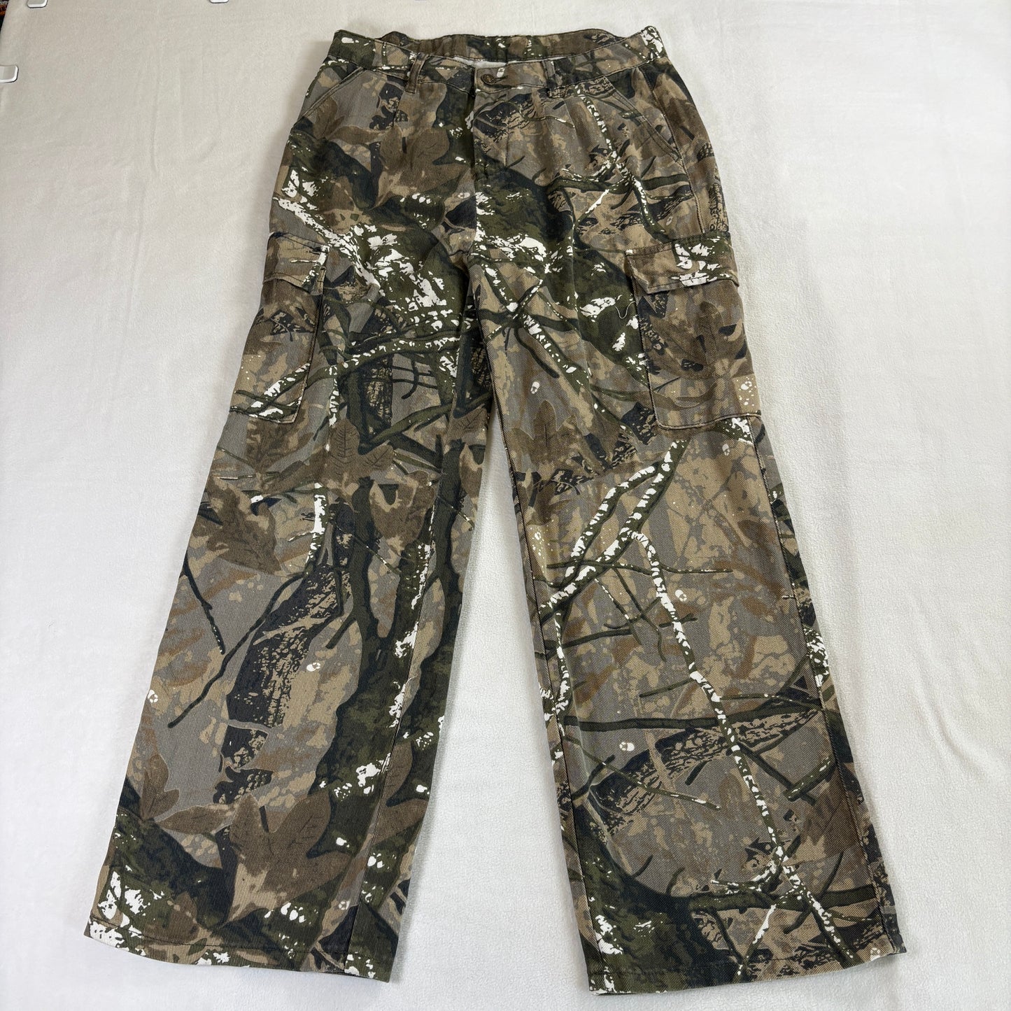 Y2K Camo Cargo Pants Mens Large Hunting Outdoor Baggy Streetwear Retro
