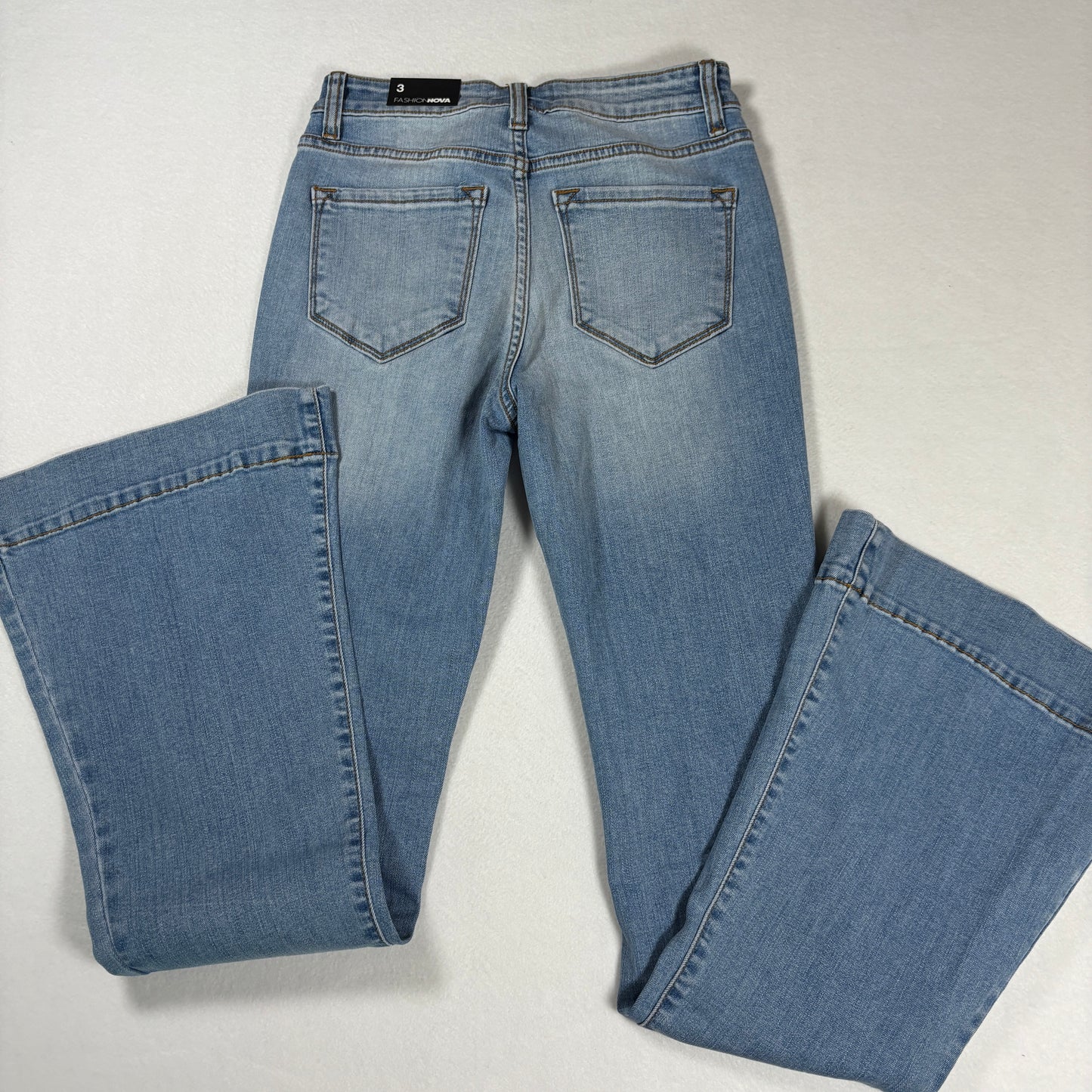 Fashion Nova Womens Jeans Size 3 Light Wash High Rise Flare Bootcut NWT Y2K