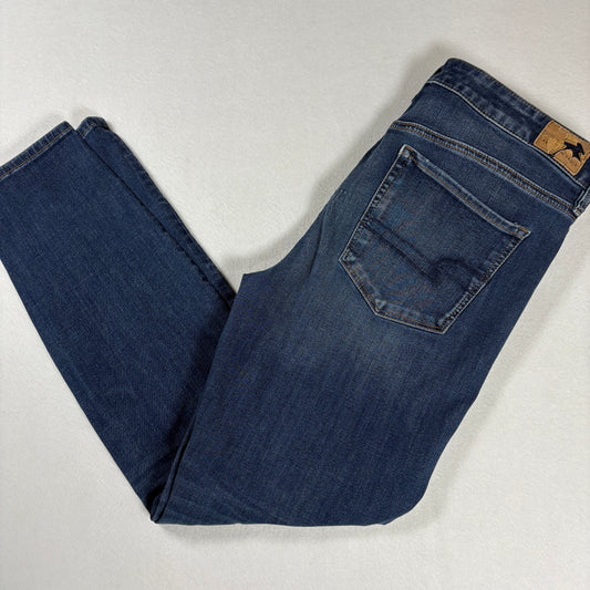 American Eagle Womens Jeans 14R Dark Wash Distressed Ripped Stretch Denim Y2K