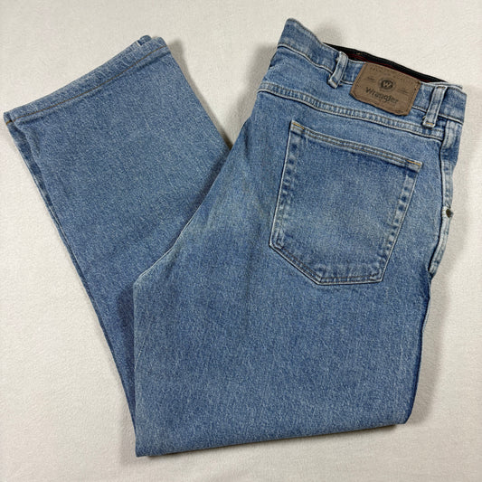 Wrangler Mens Blue Denim Jeans Size 42x30 Relaxed Fit Vintage Y2K Grunge