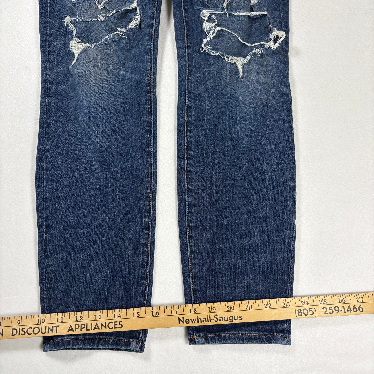 American Eagle Womens Jeans 14R Dark Wash Distressed Ripped Stretch Denim Y2K