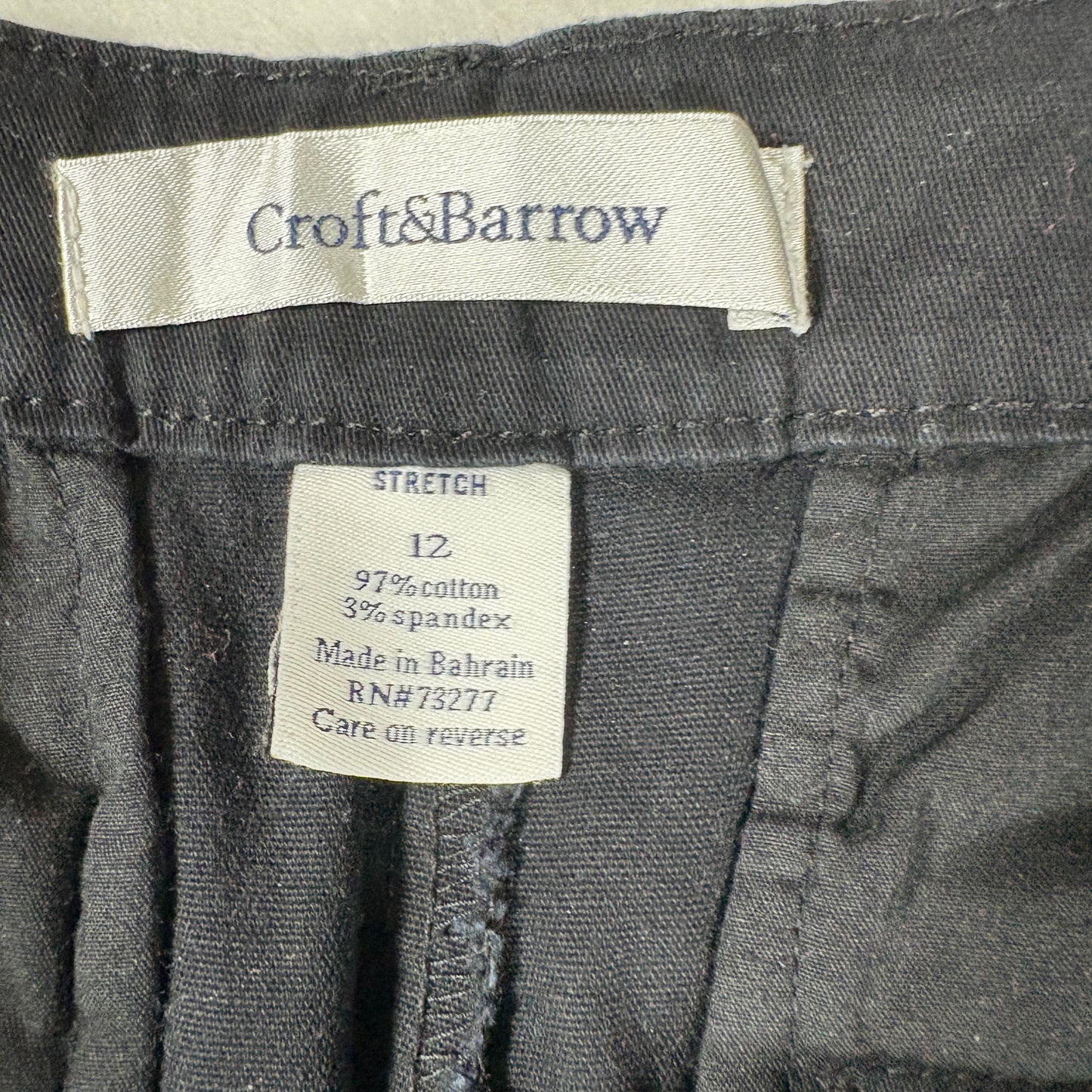 Croft & Barrow Womens Pants Size 12 Black Stretch Cotton Blend Straight Leg