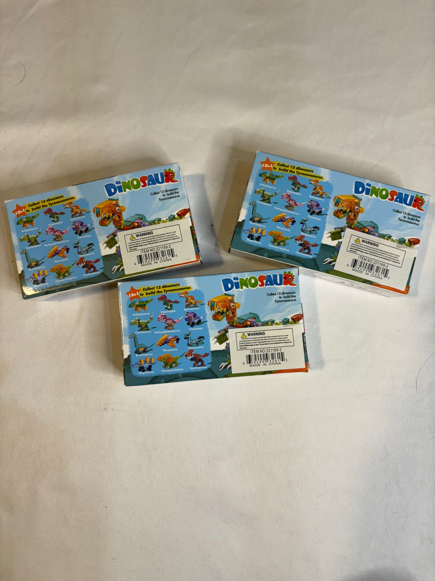 Lot of 3 Dinosaur Puzzles Prehistoric T-Rex Triceratops Kids Educational Fun