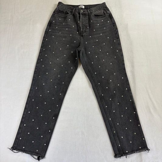 Y2K Simple Society Studded Jeans Womens 5/27 Black Wide Leg Grunge
