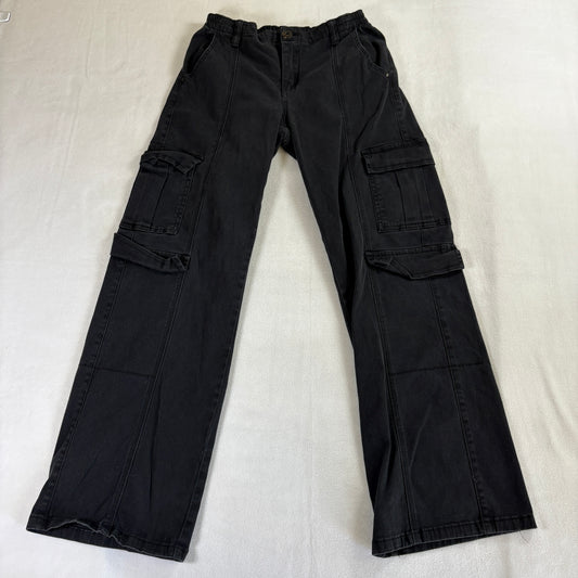 Vintage Y2K Black Cargo Pants Womens 5/27 Flare Leg Streetwear Grunge
